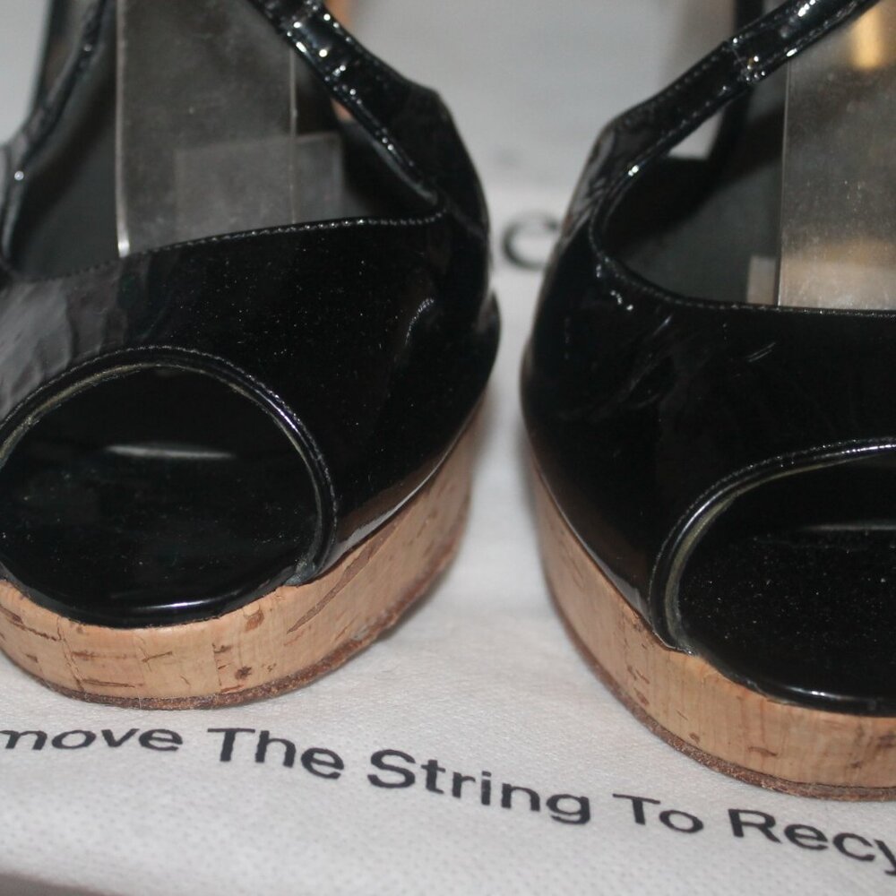 $385 Stuart Weitzman Exsling Patent Leather Strappy Cork Heels Sandals Real Real - Picture 4 of 7